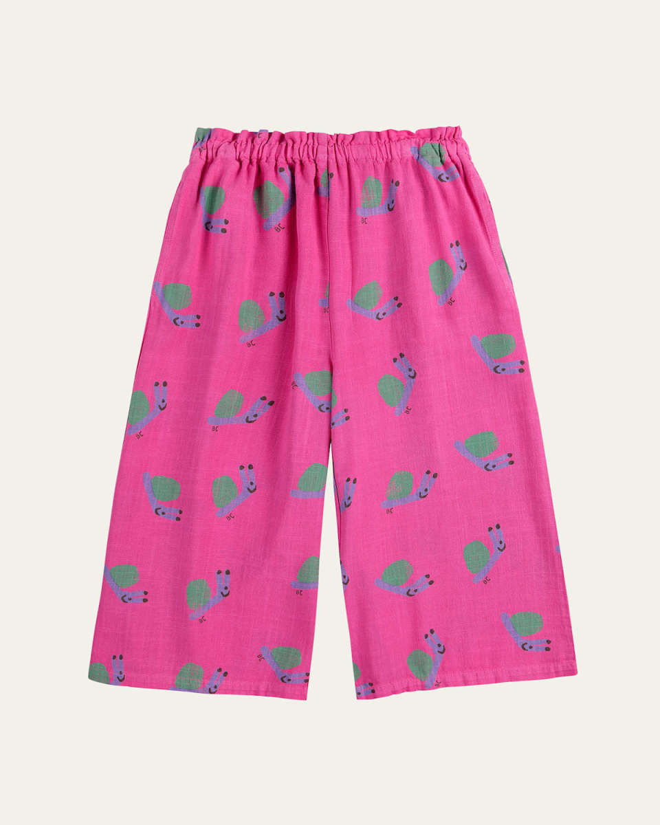 Girl's Funny Snail Printed Culotte Pants, Size 2-13